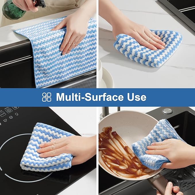JOYMOOP Microfiber Cleaning Cloth, Mixed Color Towels with Edging, Large Size 6 Pack (11.8" x 15.7"), Absorbent Streak Free Lint Free Rags for Cleaning, Reusable and Washable Towels