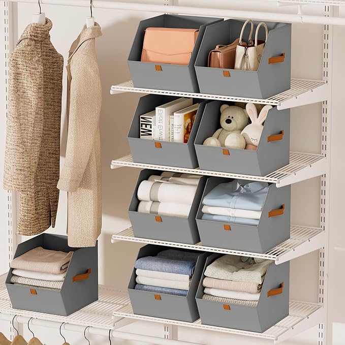 Homsorout Fabric Closet Storage Cubes - 4 Pack Square Storage Bins with Dual Handles for Clothes, Towels, Toys, Cube Storage Organizers for Bedroom