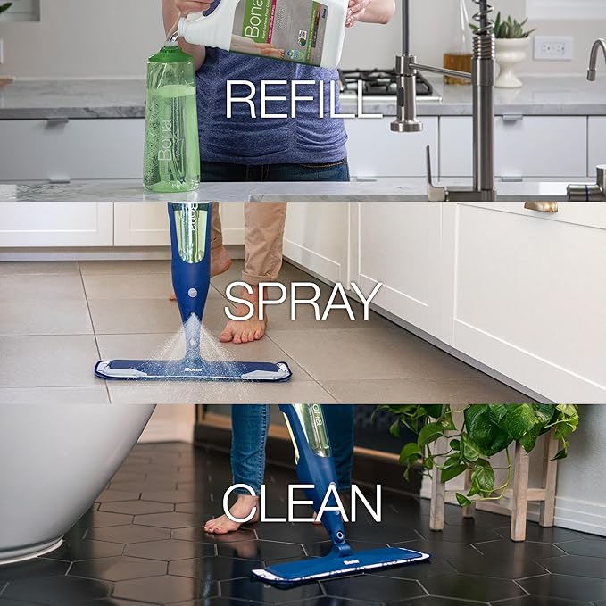 Bona Multi-Surface Floor Cleaner Refill - 96 fl oz - Unscented - Refill Spray Mops and Spray Bottles - Residue-Free Floor Cleaning Solution for Stone, Tile, Laminate, and Vinyl Floors