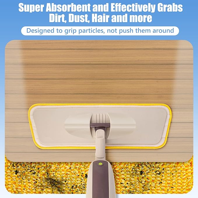HOMTOYOU Reusable Mop Pads for Swiffer PowerMop: 6 Pack Microfiber Pad Refills for Multi-Surface Floor Cleaning - Machine Washable Replacement Sweeping Cloths for 13 ''-15 '' Spray Mop Colorful