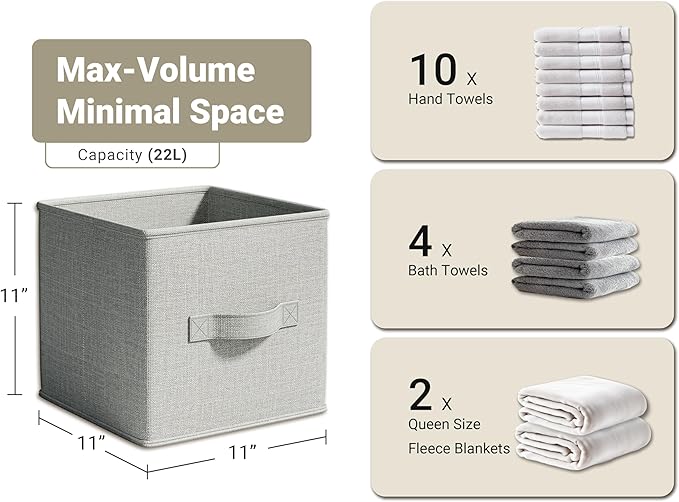 4 Pack Foldable Fabric Closet Storage Bins, Gray
