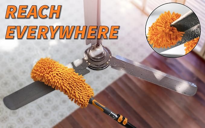 36 Foot High Reach Telescoping Duster Kit and Vinyl Siding Brushes with 5-30 ft Extension Pole // High Ceiling Cleaning and Window Washing kit
