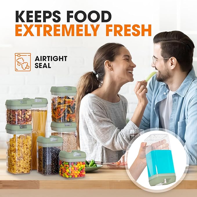 Cheer Collection Airtight Food Storage Containers, Kitchen Storage Containers for Pantry, Set of 7 Food Containers with Lids Airtight