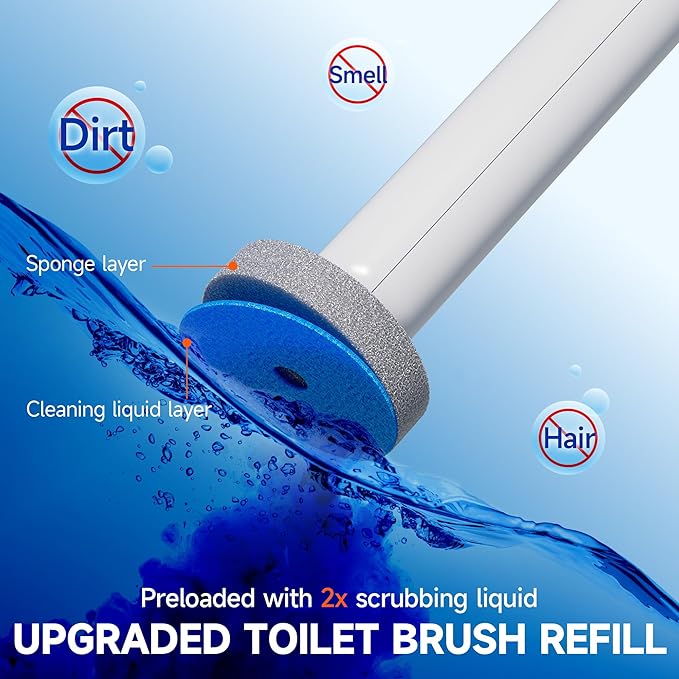 Disposable Toilet Brush and Holder Set with 18 Bowl Wand Cleaners Refill Pads, Bathroom Wall Mounted Toilet Bowl Cleaners Kit.