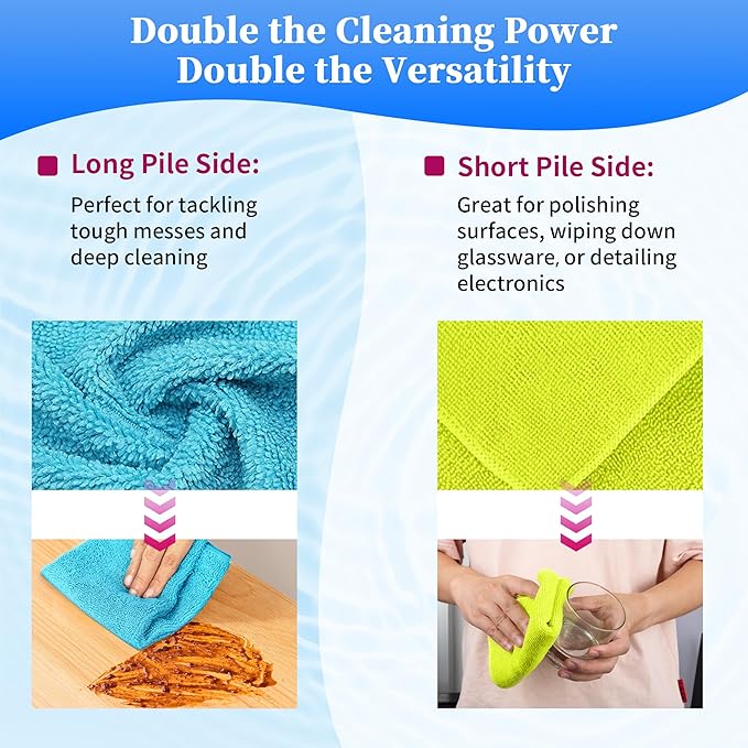 FIXSMITH Microfiber Cleaning Cloth - Pack of 48, Multi-Functional Cleaning Towels, Size: 12 x 16 in, Highly Absorbent Cleaning Rags, Lint-Free, Streak-Free Cleaning Cloths for Car Kitchen Home Office