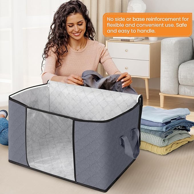 Fab totes 24 Gallons Clothes Storage, 3 Pack,Grey