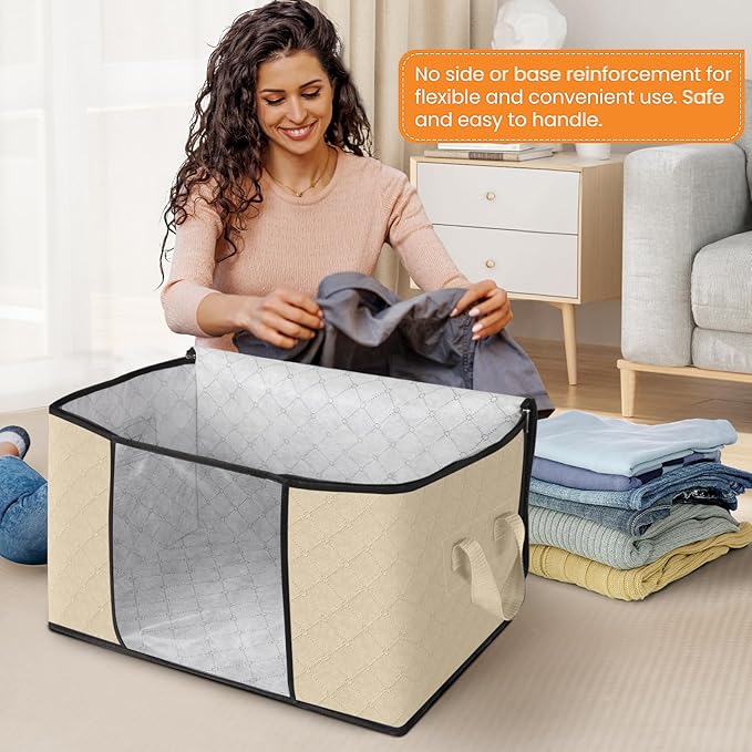 Fab totes 3 Pack Clothes Storage, Beige