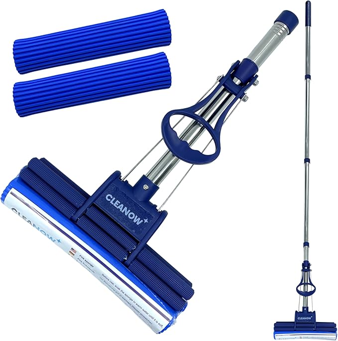 OneTouch GO! Floor Cleaner, Floor Mops, Sponge Mops, Mop with Wringing Function (Cleanow OneTouch GO! Mop + 2 Refills)