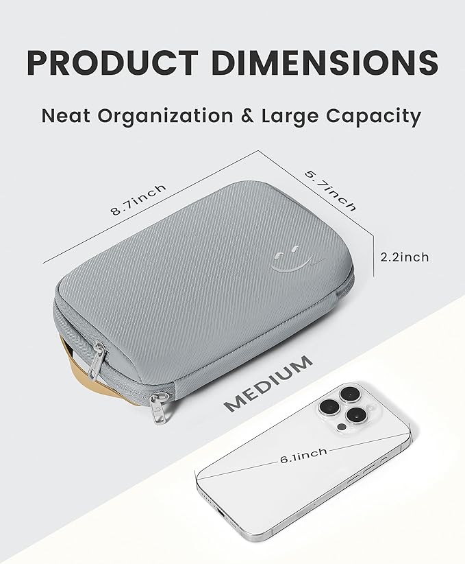 Travelkin Travel Cord Organizer, Electronic Organizer Travel Case, Cable Organizer Bag For Cords,Chargers Phone, Sd Card,Usbs