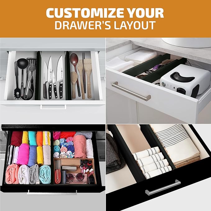 6-Pack Drawer Dividers, 2.6 Inches High, Black