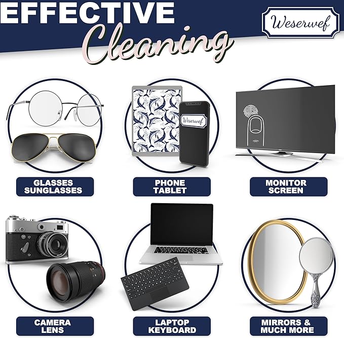 WESERWEF Design Microfiber Glasses Cleaning Cloth – Premium Cleaning Cloth for Eyeglasses, Screens, Tablets, Cameras & Lenses, 12" x 12", Ultra-Soft & Scratch-Free (Whales)