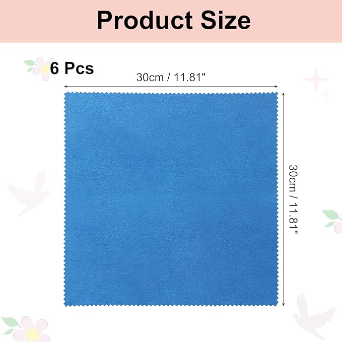 uxcell 6 Pcs Microfiber Cleaning Cloth for Glasses, 11.8 x 11.8 Inch Eyeglass Cleaning Cloth, Glasses Cleaner Wipes for Electronics Lenses Screens Cameras Cell Phones, Sapphire Blue
