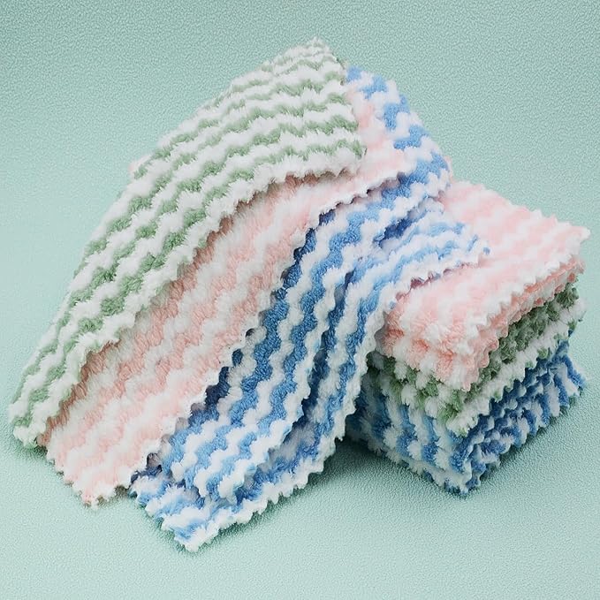 10PACK Kitchen Cleaning Cloths, Microfiber Dish Cloths: All-Purpose Washing/Soft/Lint Free/Absorbent/Quick Dry Reusable Washable Towels for Bathroom/Car/Glass, 10''x10'' - Mixcolor