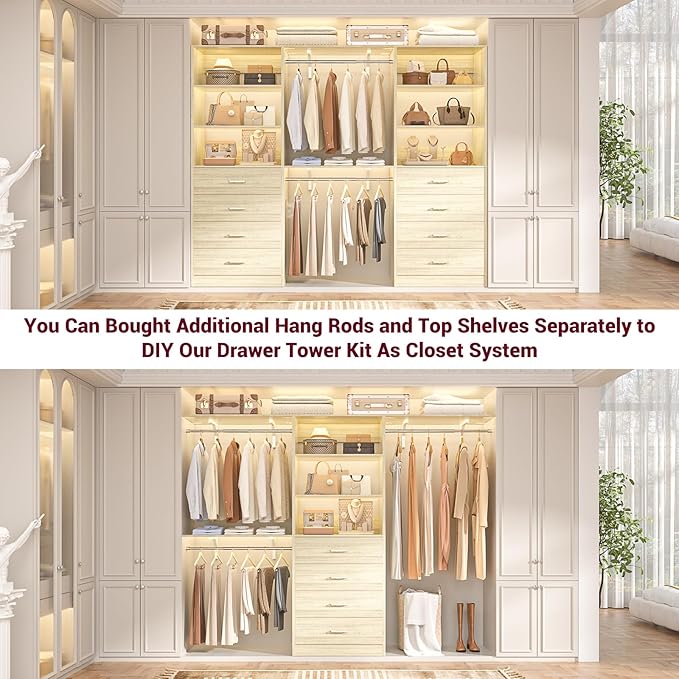 Closet Drawers Organizer System, White Oak