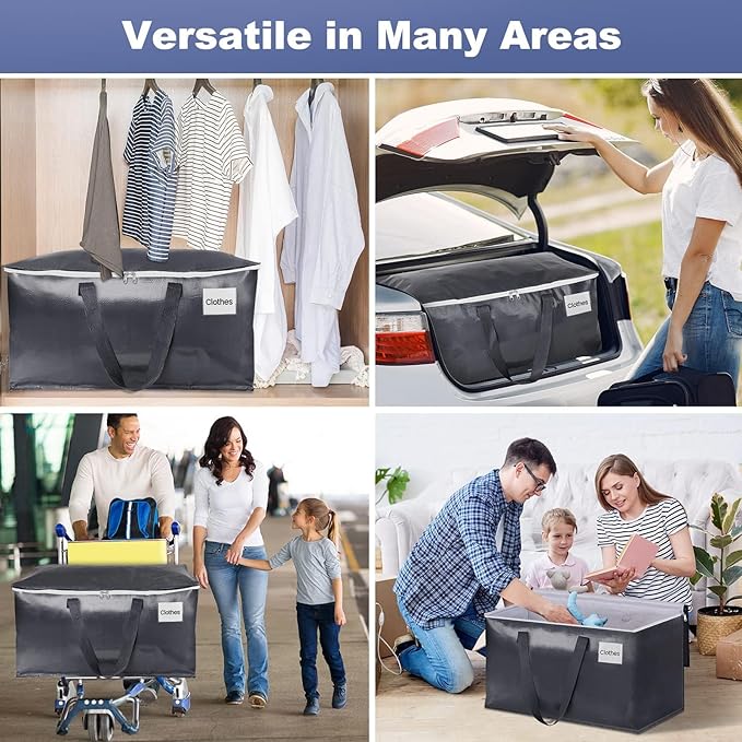 Heavy Duty Moving Boxes-Moving Bags with Zipper, Gray-8 Pack