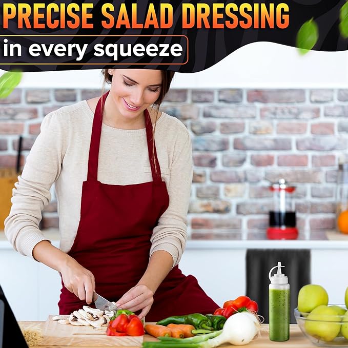 10-Pack Plastic Condiment Squeeze Bottles 8 oz – Refillable Leak-Resistant Squirt Bottles with Narrow Tip | Great for Oil, Sauces, Ketchup, Mayonnaise, Syrup, Dressing, BBQ, & Pantry Organization