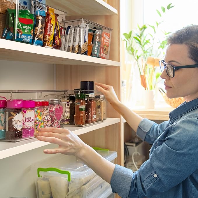 ClearSpace Plastic Pantry Organization and Storage Bins with Lids – Perfect Kitchen Organization or Kitchen Storage – Fridge Organizer
