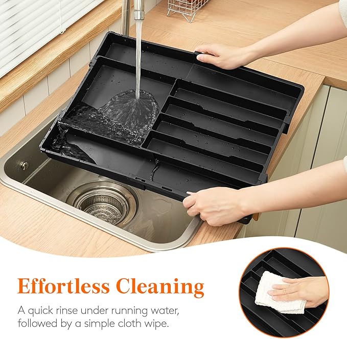 Lifewit Silverware Drawer Organizer, Expandable Utensil Tray for Kitchen, BPA Free Flatware and Cutlery Holder