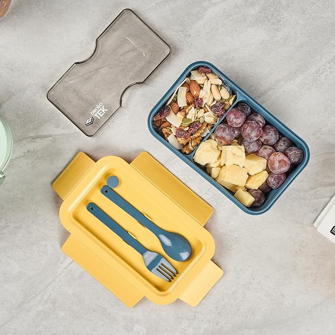 Restaurantware-Bento Tek 28.7 Ounce Bento Boxes, 10 Reusable Lunch Containers - With Fork And Spoon, Does Not Contain BPA