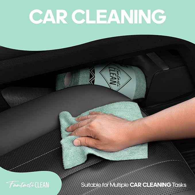 Fantasticlean Microfiber Cleaning Cloth Roll -60 Pack, Tear Away Paperless Towels, 8" x 8", Reusable Washable Rags, for House Kitchen, Pet, Office, Indoor Outdoor, Compact and Portable (Mint Green)