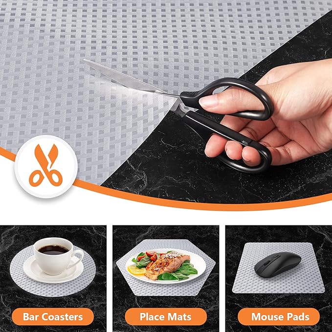 Shelf Liners for Kitchen Cabinets, Waterproof Kitchen Cupboard Liner, Refrigerator Liners and Durable Plastic Drawer Mats EVA Non Adhesive Shelves, Fridge - Clear 11.8 x 118 Inches