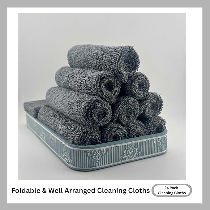 Microfiber Cleaning Cloth for Kitchen & households, Towels for Cars. (300gsm) (Pack of 24 Gray)