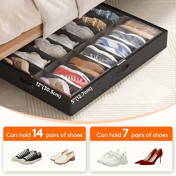 Under Bed Shoe Storage Organizer 1 Pack(14 Shoes Cells)