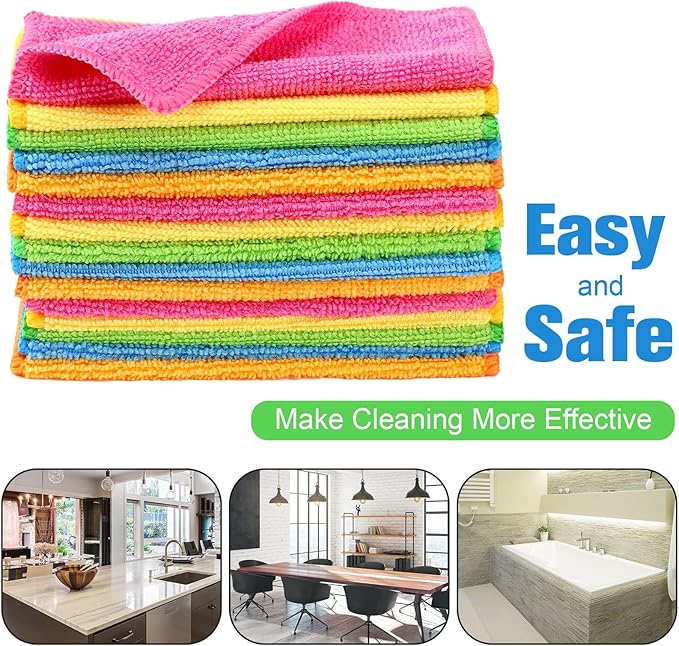 Tanlade Cleaning Cloth Dry Erase Cloth Cleaning Rags Reasonable Kitchen Towels Microfiber Towels Cars Wash(6 x 6 Inch,Green/Blue/Yellow/Pink/Orange,30 Pcs)