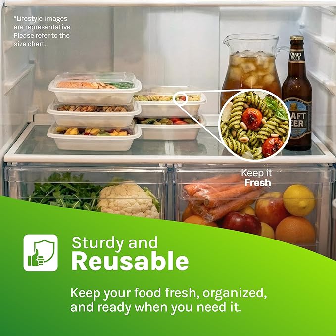 24oz Meal Prep Containers, Plastic Reusable Food Storage Containers with Airtight Lids, Microwave, Freezer and Dishwasher Safe, Sturdy, Food Safe White To Go Meal Boxes - 30 Pack