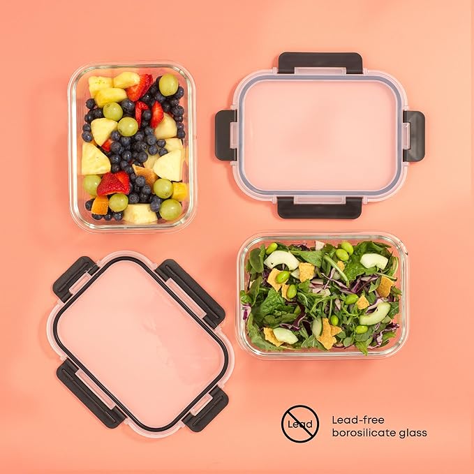 JoyJolt 5 Glass Meal Prep Containers - 35oz Airtight Set