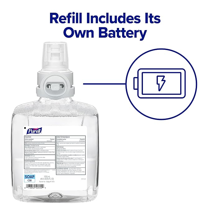 PURELL HEALTHY SOAP Mild Foam, Fragrance Free, 1200 mL Foam Hand Soap Refill for PURELL CS8 Automatic Soap Dispenser (Pack of 2) – 7874-02 - Manufactured by GOJO, Inc.