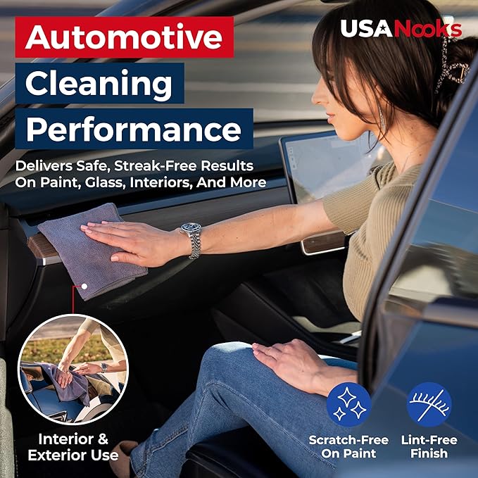 USANOOKS Microfiber Cleaning Cloth Grey - 24 Pcs (12.5"x12.5") - High Performance - 1200 Washes