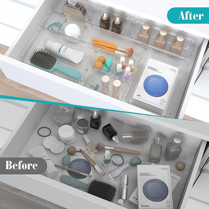 7 PCS Clear Plastic Drawer Organizers Set, Gadgets and Office Accessories