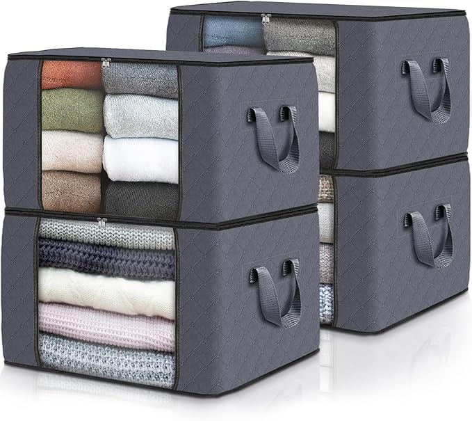 Fab totes Storage Bags, Grey,4 Pack