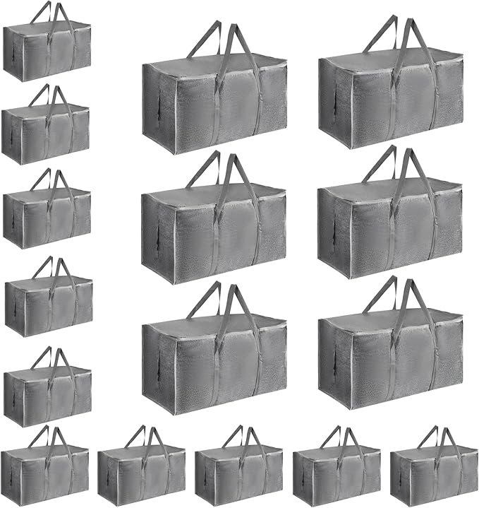 16 Pack-Extra Large Heavy Duty Moving Bags, Gray