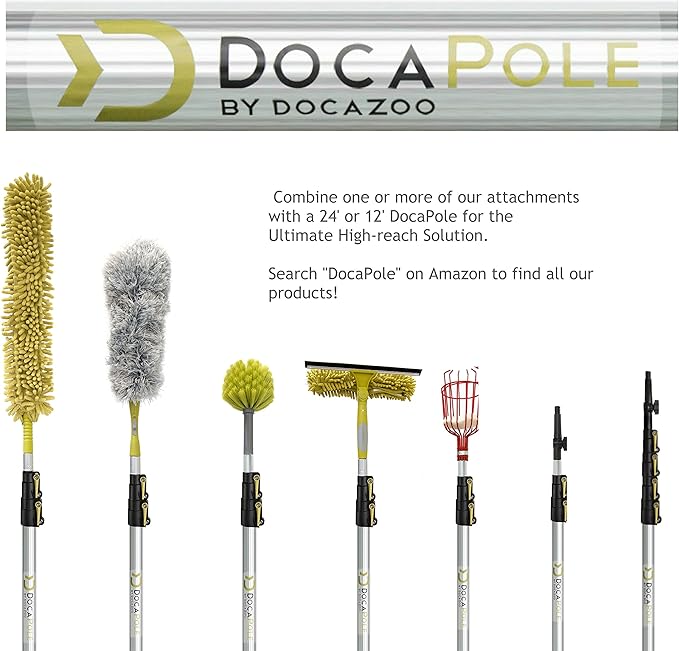 DOCA Telescoping Pole 5-12 Ft - Extension Pole for Cleaning, Feather Duster, Window Washing Kit, Paint Roller, Window Squeegee - High Reach Extendable Kit for Indoor & Outdoor - Cobweb Duster