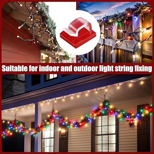 Blulu 100 Pcs Adhesive Cable Clips Bulk Wire Holder for Cord Organizer Clips Cable Management Outdoor Light Hooks for Christmas Wall String Lights Fairy Lights