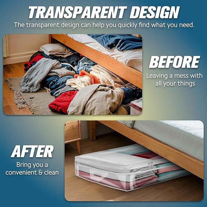 20 Gallon Under Bed Storage Containers, Underbed Clothing Storage Bins