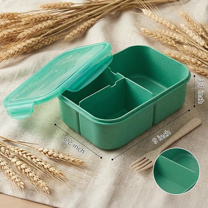 MISS BIG® Bento Box for Adults – Reusable Wheat Material Lunch Box with Compartments, Leak Proof Food Container for Meal Prep, Work & Home