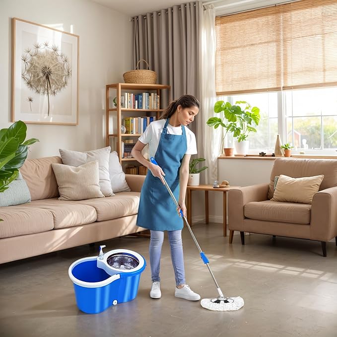 Spin Mop and Bucket with Wringer Set,with 3 Microfiber Mop Replacement Heads and 61" Stainless Steel Adjustable Handle(20QT)