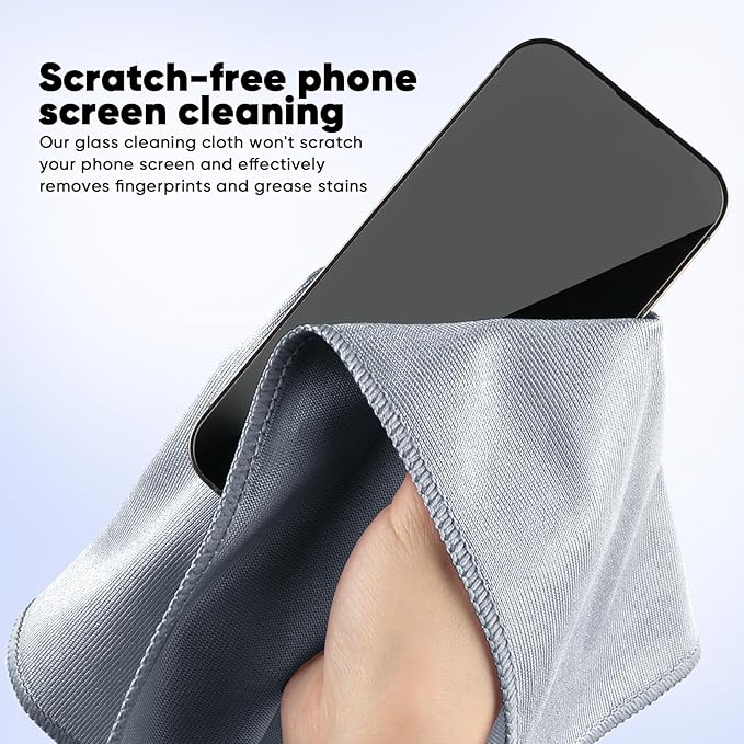 HOMEXCEL Microfiber Glass Cleaning Cloth 12 PK, Lint Free Streak Free, Reusable Magic Cleaning Cloth for Cleaning Windows, Glasses, Mirrors, Screens