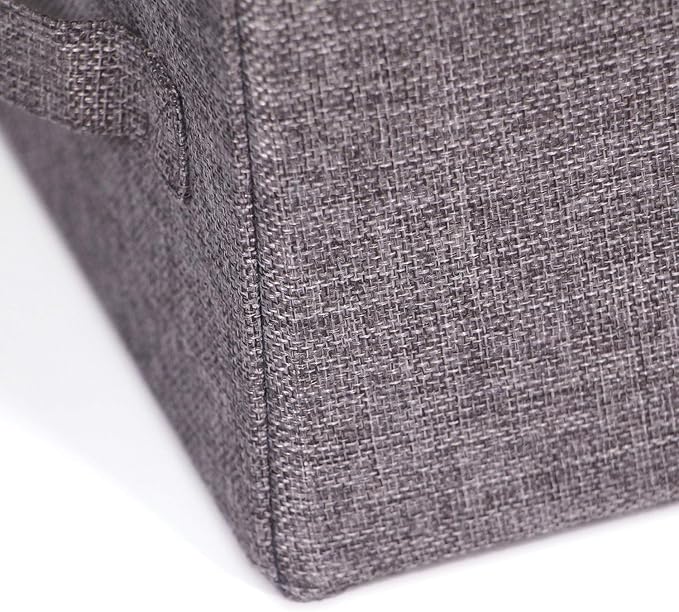 TENABORT Set of 3 Closet Organizer Bins with Handle, Fabric Foldable Storage Baskets Cloth Box Containers for Shelves Home Office Clothes Clothing Large