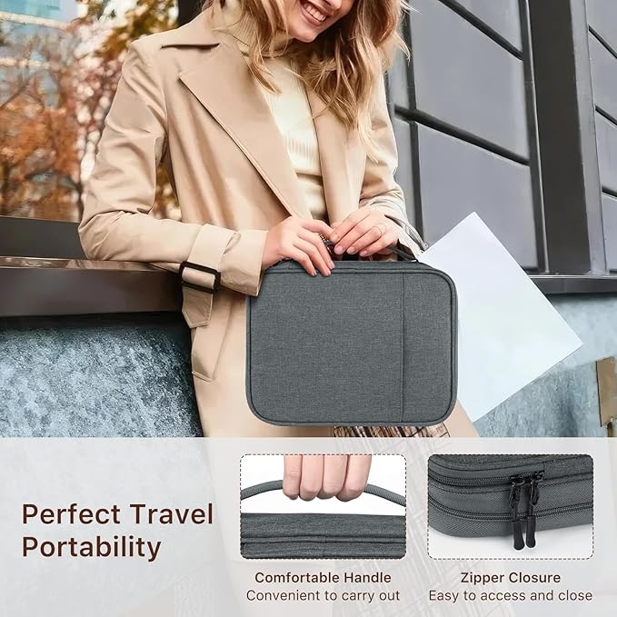 Dadanism Electronics Travel Organizer Case, Double Layers Cord Organizer Travel All-in-One Storage Bag for Cable, Cord, iPad, Chargers, fits 9-11'' Tablets, Portable Tech Accessories Bag, Space Gray