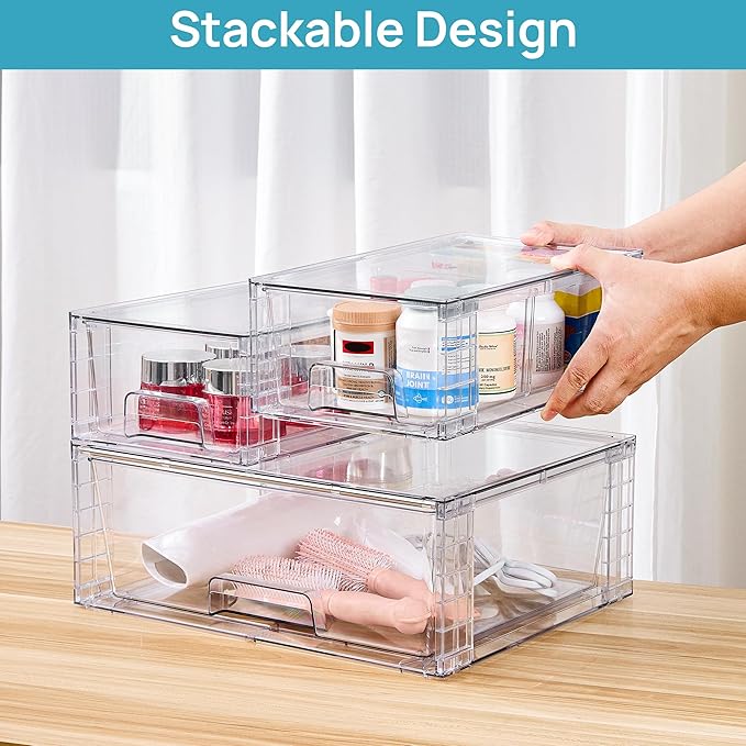 Clear Stackable Storage Drawers Set of 6
