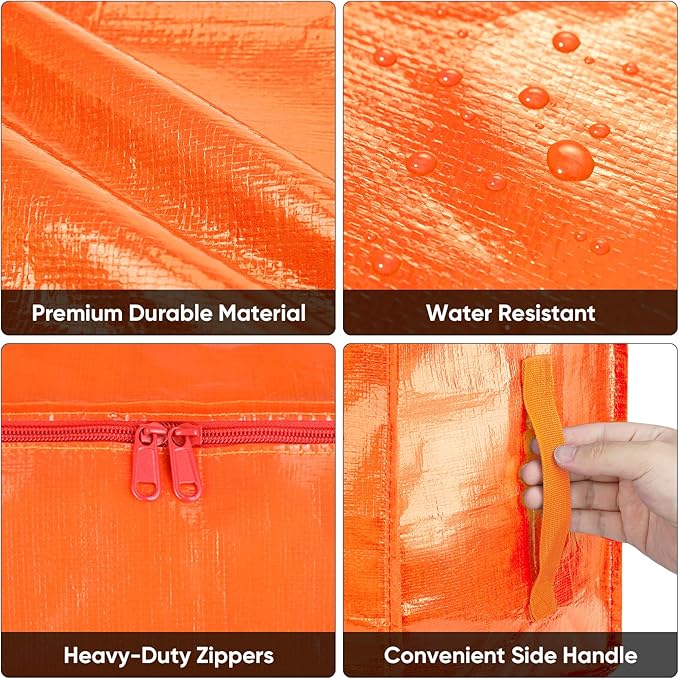 4-Pack Oversized Moving Bags with Reinforced Handles, Orangel, 4-Pack
