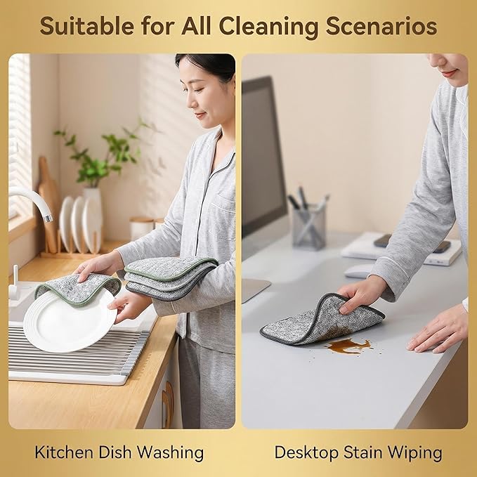 Double Side Non Scratch Wire Dishcloths,Reusable Wet and Dry Wire Dishwashing Rags for Kitchen,Sinks,Pots,Pans (5pcs)