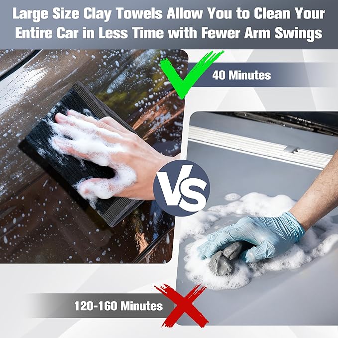 Clay Towel 12 x 12 Inch, Gray Clay Bar Towel for Auto Detailing Microfiber Car Cloth Cleaner Automotive for Car Detailing