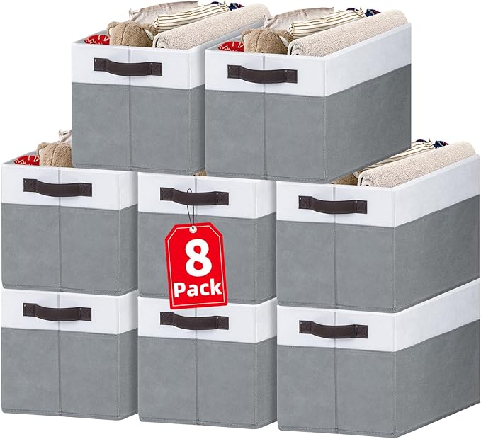Large Storage Baskets 8 Pack Versatile Fabric Storage Bins for Closet Cabinet