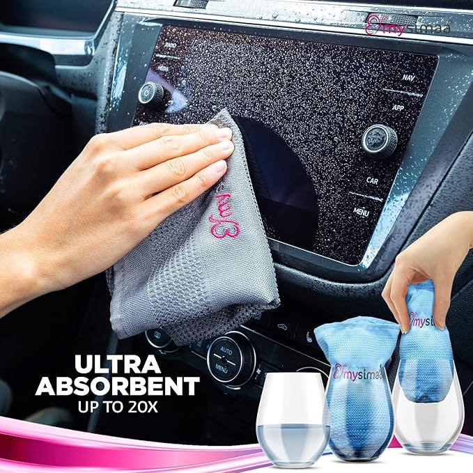 Mysimaa XL Lint Free Microfiber Cleaning Cloth, Cleaning Rags, Microfiber Towels, Glass Cloths, Lint Free Towel, Window Cleaning Cloth - Set of 12