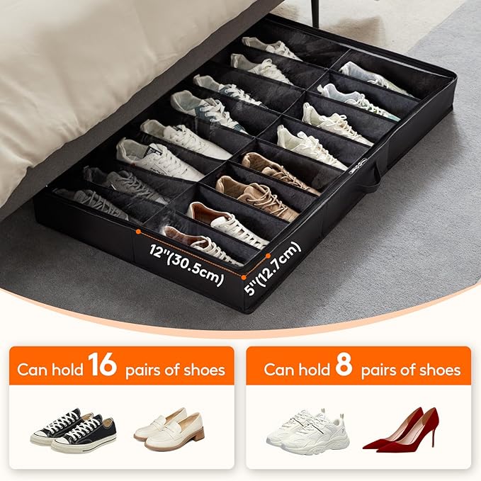 Under Bed Shoe Storage Organizer 4 Pack(16 Shoes Cells)